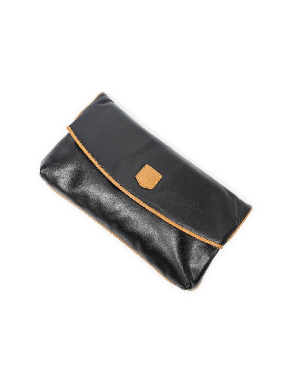 Celine Vintage Flap Clutch Black Calfskin Leather